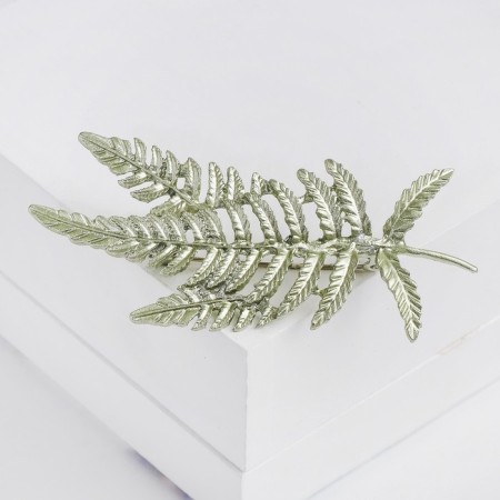 Brooch "Leaves" fern, green color in silver-1