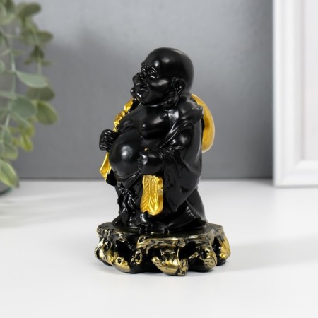 NECKE Polystone "Hothee with a golden bag and fan" Black 6.5x6.7x11.5 cm-1