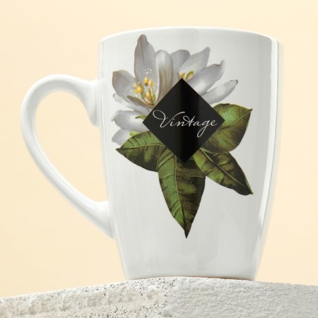 Ceramic Lemon Flowers mug, 350 ml, white color-1