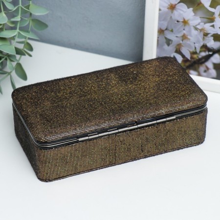 Casket to the leatherette for jewelry "Small squares. Chocolate" 6x9.8x18.5 cm-3