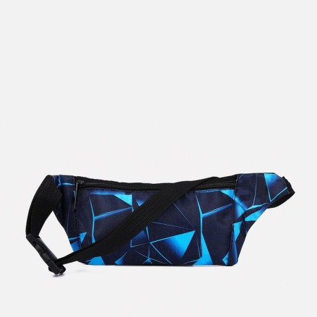 Zipper waist bag, outer pocket, USB connector, blue color-2