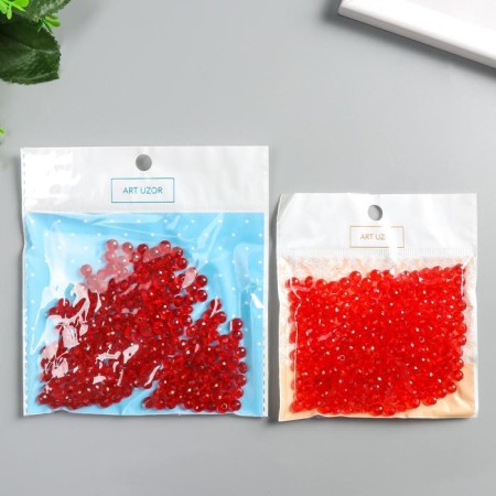 Beads for creativity plastic "Crystal with faces red" set of 20 g 0.4x0.6x0.6 cm-3