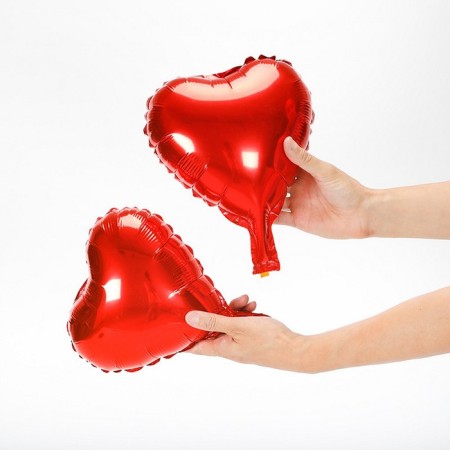 Foil ball 10 "Heart", with a stick, the color is red-2