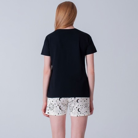 Female home set (T -shirt/shorts), black/milk color, size 42-3