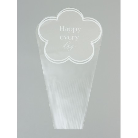 Package Flower cone, "Happiness", white, 24x9x44cm ± 1cm-1