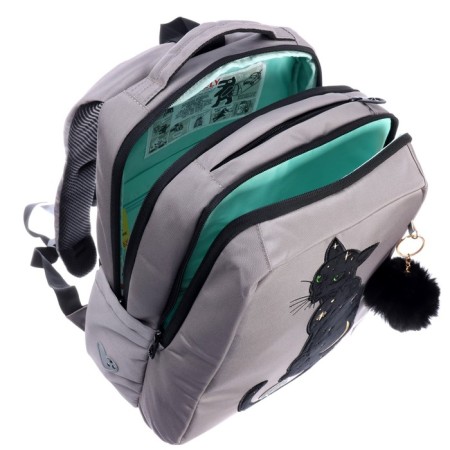 School backpack, 39 x 26 x 17 cm, Grizzly, ergonomic back, gray-7