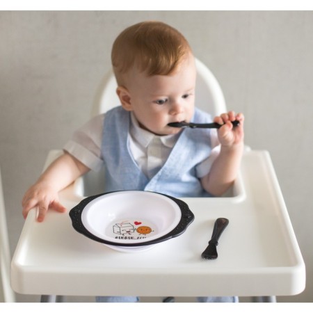 A set of children's dishes "I love to eat", a plate on a suction cup 250ml, fork, spoon-2