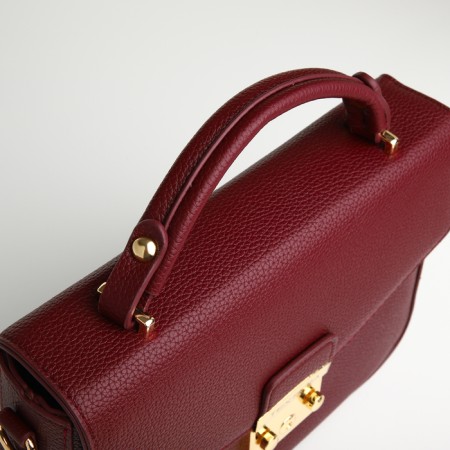 Women's bag on the valve, Textura, small size, burgundy color-10