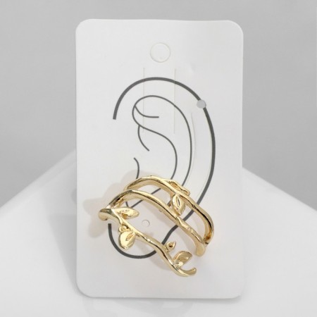 Earring "Kaff" Branch with leaves, color gold-3