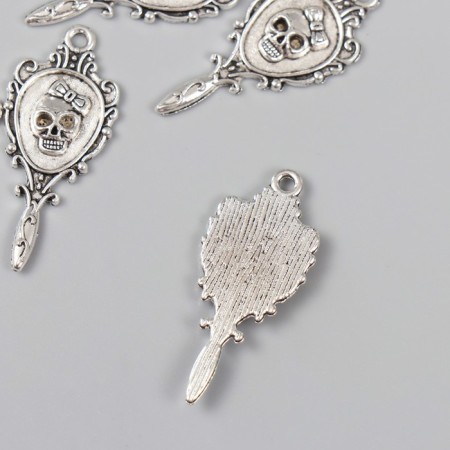 Decor for creativity Metal "An openwork mirror with a skull" silver 3.4x1.5 cm-1