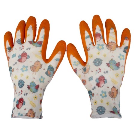 Garden gloves, polymer coating, "birds", Garden Show-3
