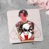 Icon "Japan" man and butterflies, colored in gold