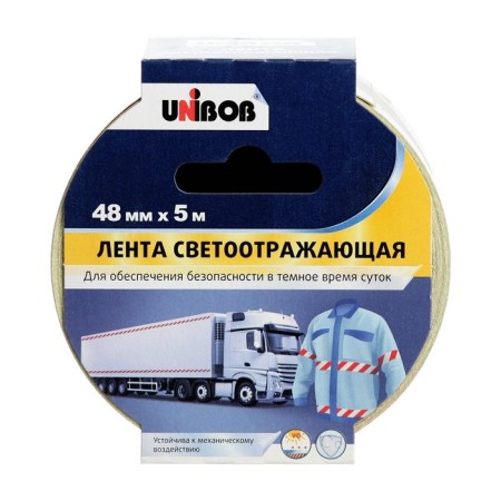 Signal tape, adhesive "Unibob" reflective, red -white, width - 48 mm, 5 m-1