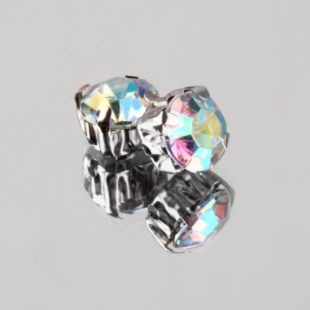 Rhinestones are sewing “circle”, in the frame, with holography, d = 8 mm, 20 pcs-3