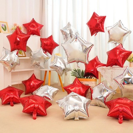 Foil ball 18 "Star", silver color-3