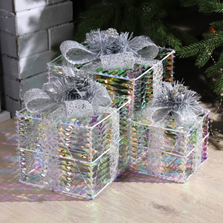 LED figure "Brilliant gifts" 15, 20, 25 cm, textiles, metal, 220 V, glow warm white-3