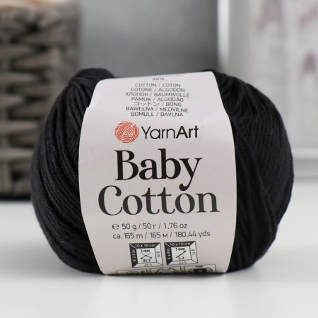 Yarn "Baby Cotton" 50% acrylic 50% cotton 165m/50g (460 black)-4