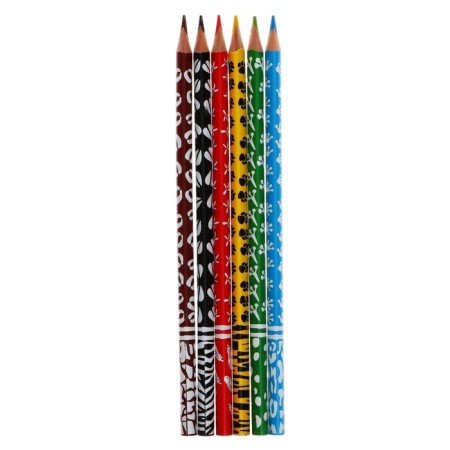 Pencils 6 colors "zoo" Kalyaka-Malyak, trihedral, with print on the case, tree-1