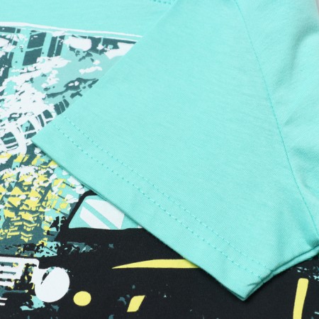 Set for a boy (T -shirt/shorts), mint/green color, height 128 cm-2