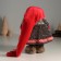 Interior doll "Grandma in a long red cap and gray dress" 25 cm