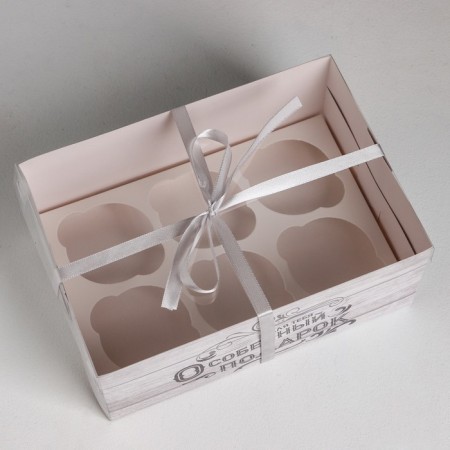 Capcake box, confectionery packaging, 6 cells “A special gift for you”, 23 x 16 x 10 cm-1