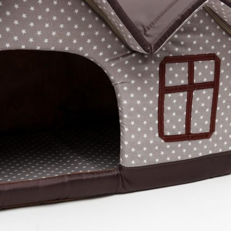 The house is double "villa". 53 x 33 x 37 cm, calico, beige-brown-1