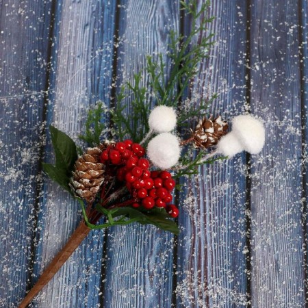 Decor "Winter charm" berries of berries white mushrooms, 25 cm-2