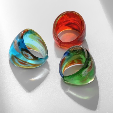 Ring "Muranian glass" spots, color mix-4