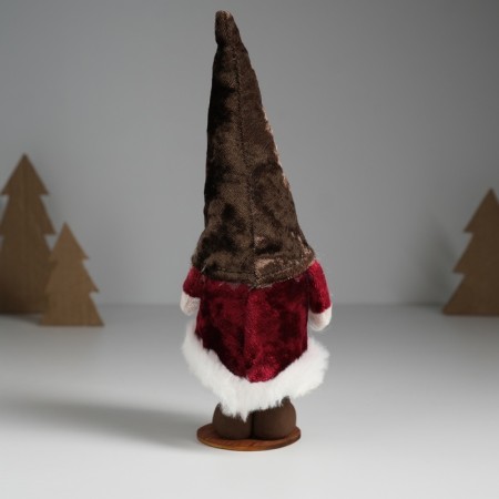 Souvenir Textile "Dwarf in a red fur coat and cap with a heart" 7.5x7.5x21.7 cm-3