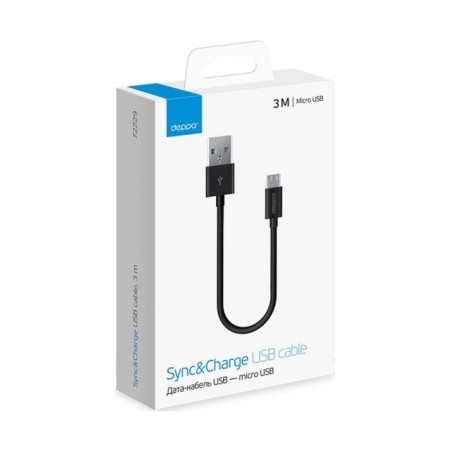 DEPPA cable (72229) Micro USB, Black, 3 m-1