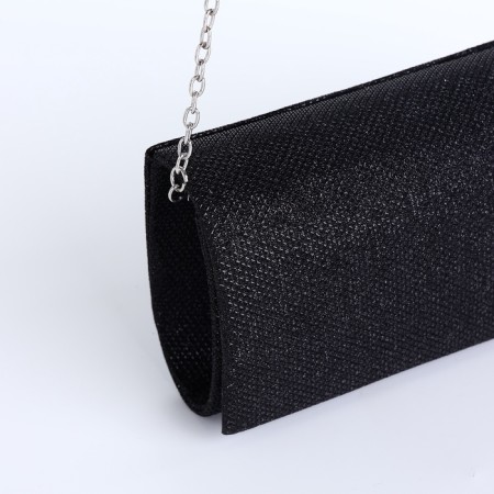 Female bag, valve department, long chain, black color-4