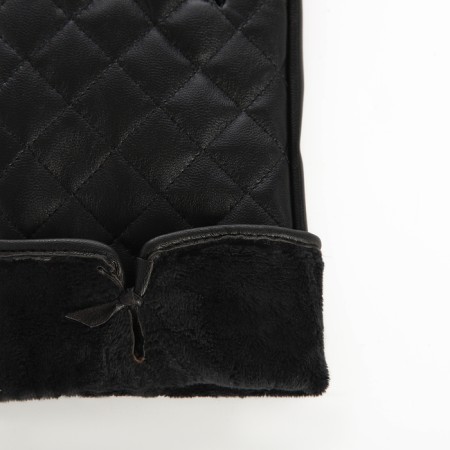 Gloves of wives 24*1*9 cm, leather claim, without insulation (c), dimensionless, rhombuses, black-2