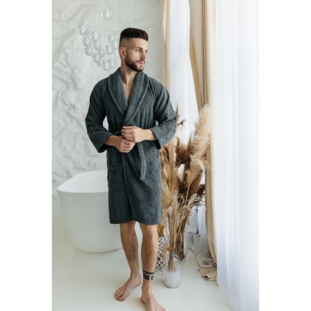 Tainted male bathrobe, size 46, graphite color-1