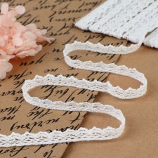 Knitted lace, 8 mm × 15 ± 1 m, white color