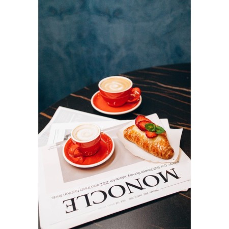 Coffee steam porcelain Magistro Coffee Time, 2 objects: a cup 80 ml, a saucer d = 12.5 cm, red color-10