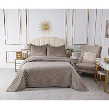 The bedspread and pillowcase 