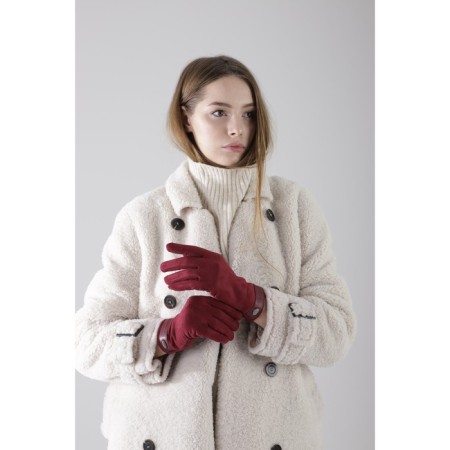 Female gloves, size 7.5, without insulation, burgundy color-1