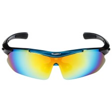 Bicycle glasses with interchangeable lenses in the case, blue color