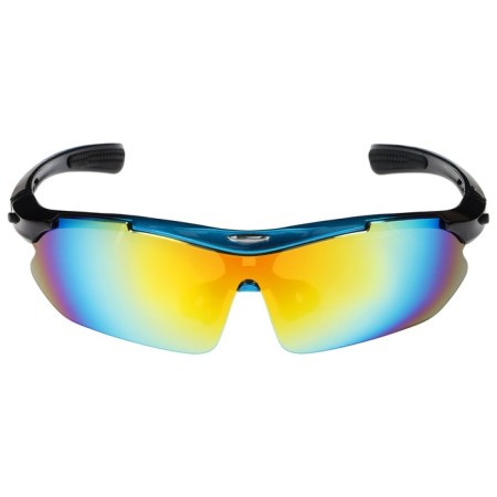 Bicycle glasses with interchangeable lenses in the case, blue color