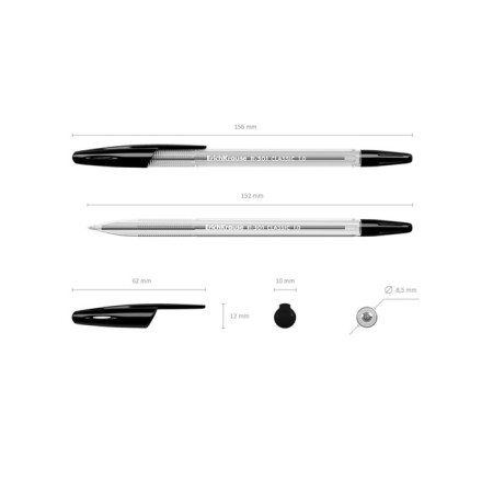 Ballpoint handle Erich Krause R-301 Classic Stick, Node 1.0 mm, black ink, letter line 2000 meters, barcode on the handle-1