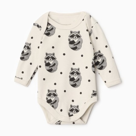 Body with a long sleeve "Raccoon" crumb I, the color white, height 68-74 cm