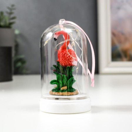 Souvenir Polystone Light "Pink Flamingo in the grass" Sausage mix 10.5x6x6 cm-4