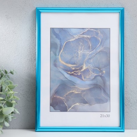 Photo frame plastic "Rainbow" 21x30 cm, aquamarine metallic