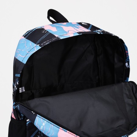 School backpack from textiles on lightning, 3 pockets, pink/blue color-5