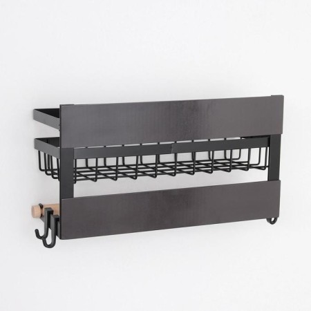Holder for kitchen supplies for magnet, with a shelf, 30 × 11.5 × 16 cm, black color-3