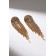 Hanging earrings with “comet” rhinestones, white color in gold, 8.5 cm