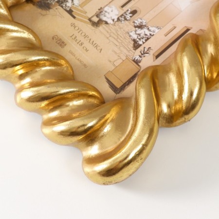 Photo frame Polystone 13x18 cm "roof" gold 20x3.5x24.8 cm-2