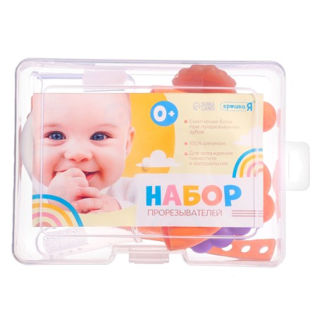 A set of teething, brush, rubble on the hand, fruit, 4 pcs.-9