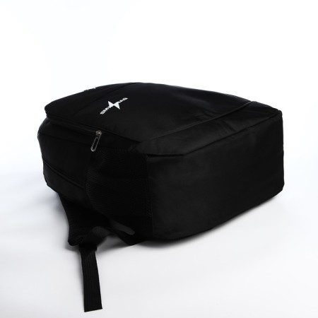 Young backpack from textiles with a zipper, 4 pockets, black/white color-4