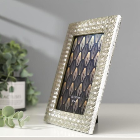 Photo frame Polystone 10x15 cm "Snake leather" silver 18.7x13.7 cm-1